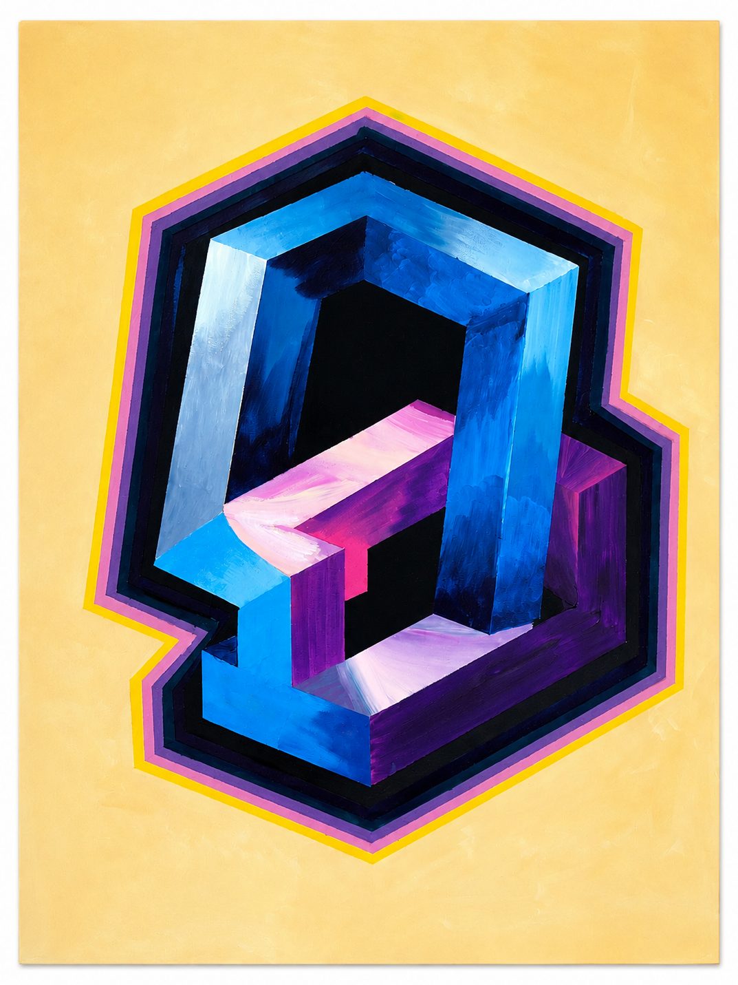 Cube plié, acrylique sur toile