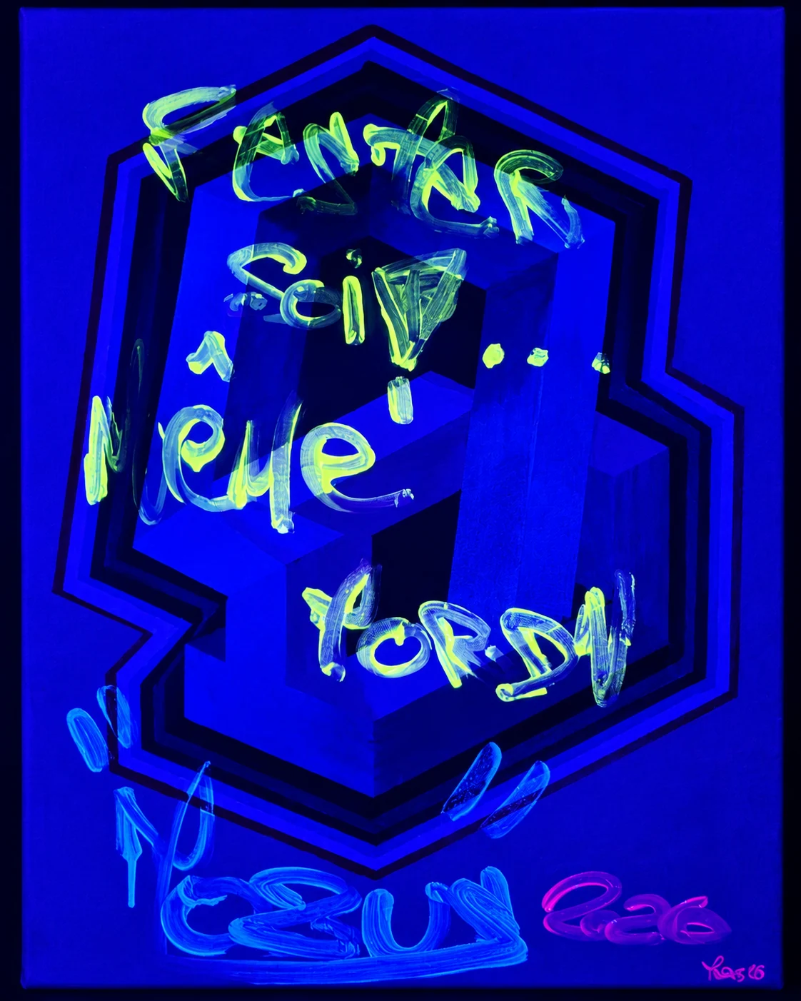 Cube plié — sous lumière UV